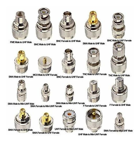 Juego De 20 Tipos De Adaptador Uhf Mini Uhf Uhf Pl259 So239