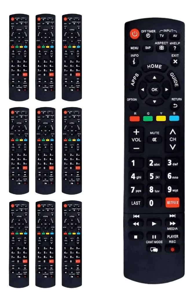 Kit 10 Controle Remoto Compatível Tv Panasonic Smart Viera