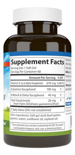 Carlson E-gems Elite Vitamina E 1000 Ui 60 Cápsulas