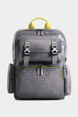 Morral Estepa De Cuero Para Hombre Tejido Artesanal Gris Vél