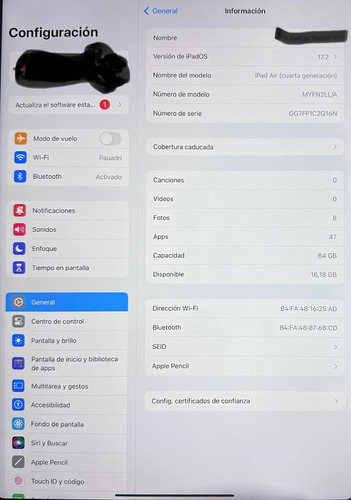 Apple iPad Air De 10.9  Wi-fi  64 Gb Plata (4ª Generación)