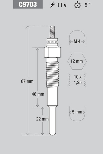 Imagen 2 de 8 de Bujia Precalentamiento Mazda 626 B2500 2.0d (4pzs)