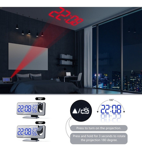 Proyector De Reloj Despertador De Proyección Con