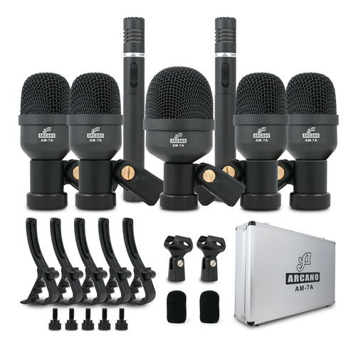 Kit De Microfones Bateria Arcano Am-7a Maleta