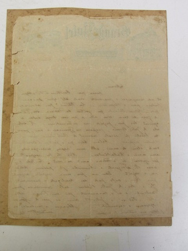 Antiga Carta Manuscrita - Papel Do Grande Hotel São Paulo