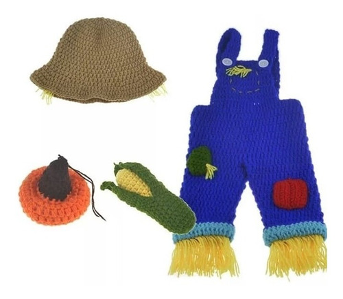 Disfraz Espantapájaros Niño De 3-6 Meses Tejido A Crochet