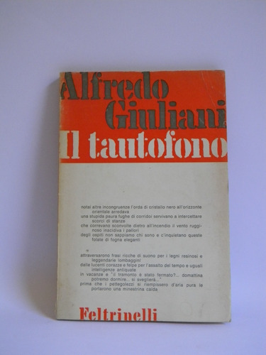 Il Tautofono Alfredo Giuliani 1966-1969 Feltrinelli 1era Ed.