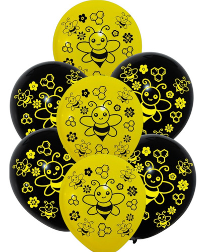 50 Globos De Latex Para Fiesta Tematica De Abejas Tamaño 9 Color Amarillo Y Negro