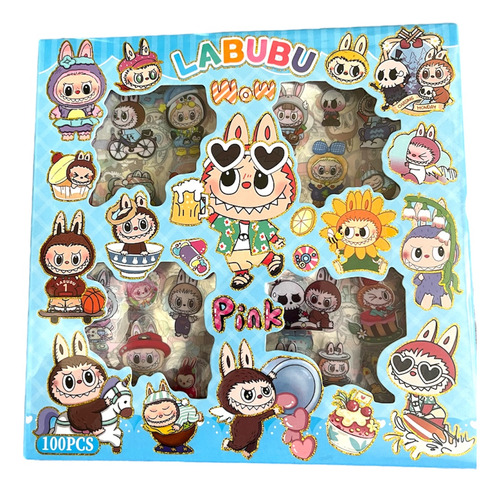 Set 100 Stickers Labubu Caja Láminas Con Pegatinas