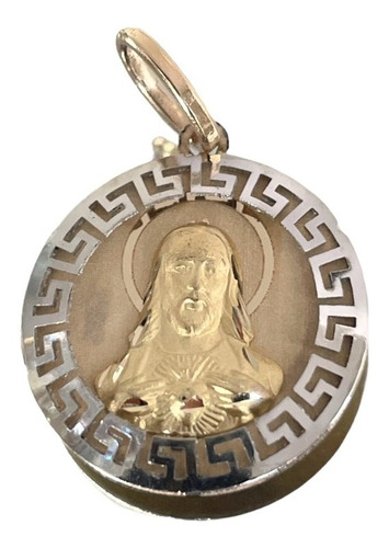 Medalla Rd Grecas Oro Blanco Sagrado Corazón D Jesús Oro 10k