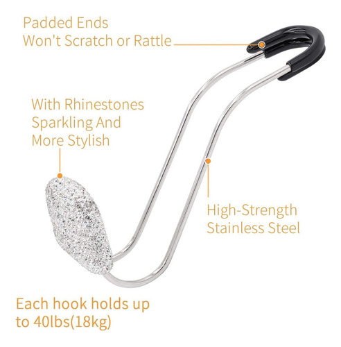 Accesorios Bling Auto Diamantes Para Mujer Ganchos De Coche