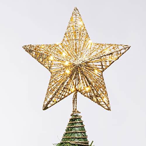 Joiedomi Christmas Tree Toppers, Estrella Dorada Brilla...