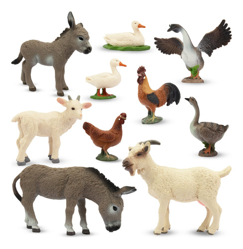 Toymany 10 Figuras De Animales De Granja, Juguetes Realista.