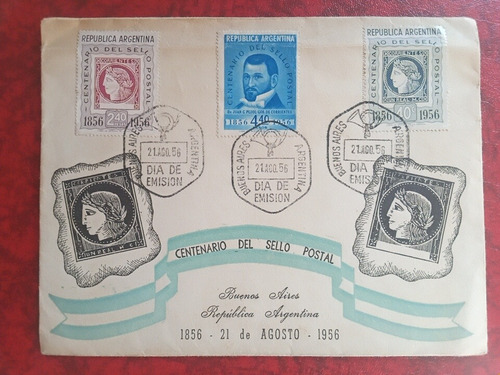 Sobre Primer Dia 1956 Cent Sello Postal Corrientes