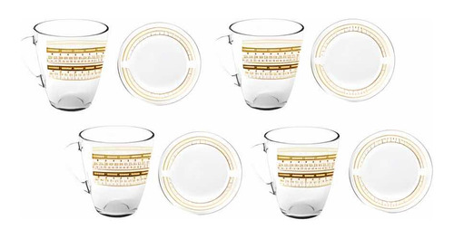 Set Café 4 Tazas 4 Platos