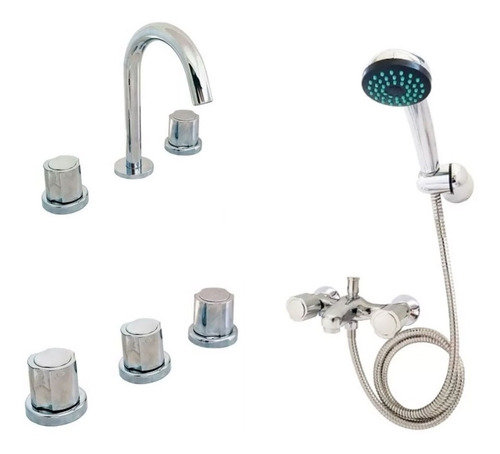 Juego Completo Griferia Baño Canilla Bide Ducha Extensible