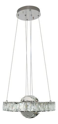 Lustre Duplo 2 Aros Cristal Legítimo Sala Jantar Pendente Led 24w Tokyo Redondo Aço Inox 130x30cm
