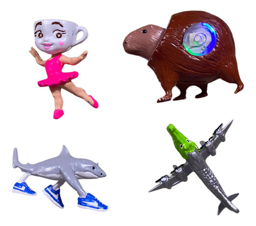 Brainrots Figuras Set 6 Pzs Burbaloni, Bombardrilo, Sahur