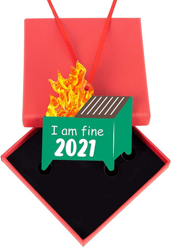 Dumpster Fire Christmas Ornaments 2021 I Am Fine Adorno...