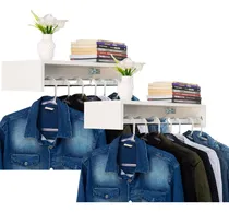 Comprar Kit 5 Araras Parede Cabideiro Madeira Parede Par Closet Top