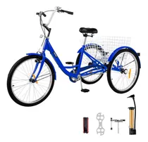 Comprar Triciclo Adulto 3 Ruedas 1 Velocidad Con Cesta Azul 