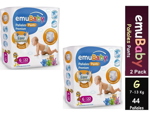 2pack Pañales Emubaby Pants Premium Pull Up Talla G 22unid