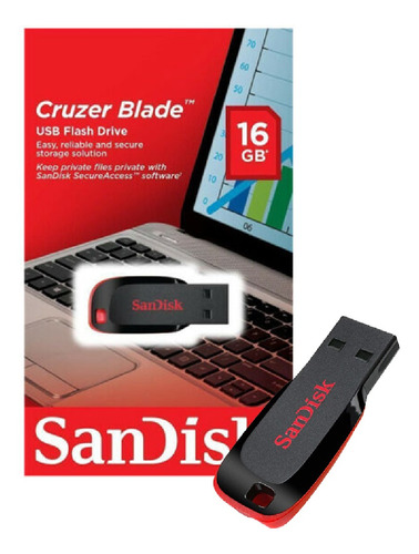 Imagen 1 de 10 de Pendrive Usb Sandisk Flash Cruzer Blade 16gb 