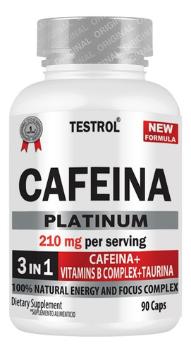 Cafeína 210 Mg | Testrol | Platinum | 90 Caps Sabor Sin sabor