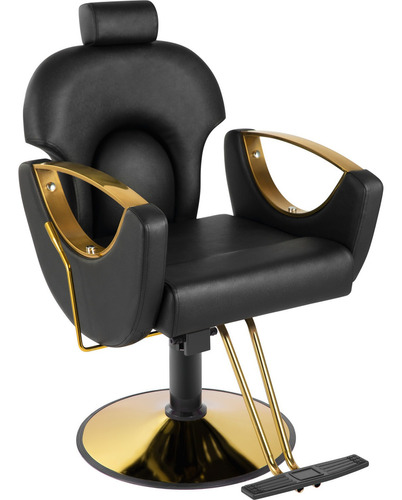 Silla Premium Salon Spa Estetica Neumatica Ajustable Gold Color Negro Forma de la base Redonda Tipo de respaldo Reclinable