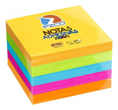 Taco Notas Adhesivas Neón 75x75 X300 Hojas Multicolor - Ezco