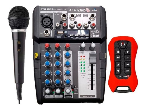 Mesa Stetsom Stm-1003 3canais Bt Sd Fm Controle + Microfone