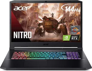 Laptop Acer Nitro 5 Ddr4 De 16 Gb Ssd De 1 Tb 17.3'' Ryzen 7 Color Negro