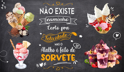 Adesivo Decoração Sorveteria Sorvete Palito Lousa Frase