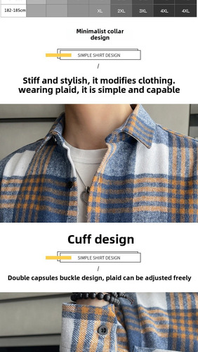Camisa Casual Con Botones De Manga Larga A Cuadros Para Homb