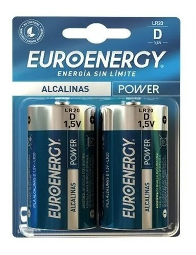 Blister X 2pilas Alcalinas Euroenergy  Tipo D Grande 1.5v