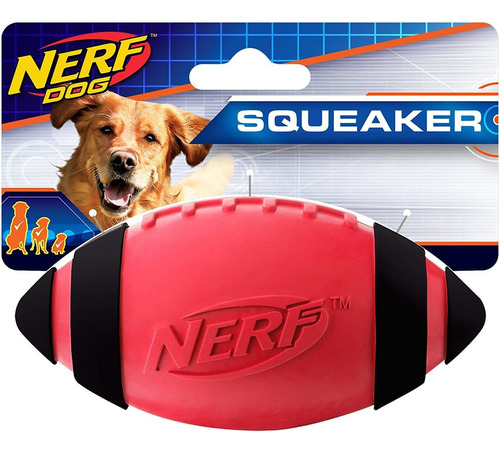 Balón de goma Squeak Soccer para perros Nerf