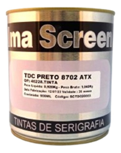 Tinta Tdc Preto 8702 Serigrafia Imagraf 900ml