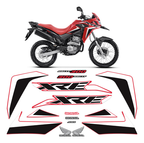 Kit Adesivos Honda Xre 300 Rally 2019/2022 Moto Vermelha