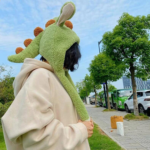 Gorro De Felpa Con Diseño De Dinosaurio Que Se Mueve, Cálido
