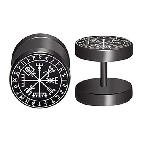 Aretes Runas Vikingas Vegvisir Nórdico En Acero Inoxidable