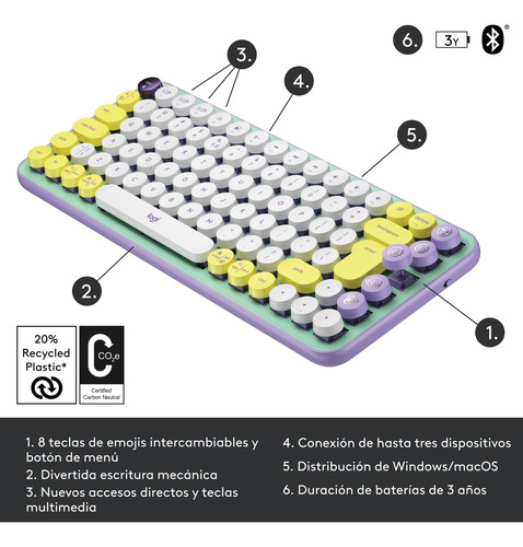 Logitech Pop Keys Teclado Mecánico Inalámbrico Daydream