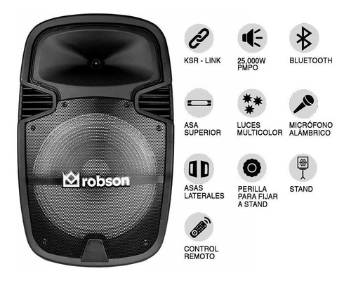 Imagen 2 de 2 de Bafle Amplificado 15 Robson 25000w Pmpo Bluetooth Msa-6015