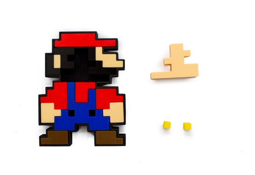 Imagen 8 de 10 de Super Mario Pixel (puzzle) Figura Impresa En 3d Excelente