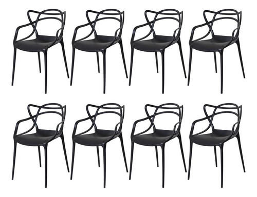 Kit 8 Cadeiras Allegra Empilhável Ergonômica La Mobilia