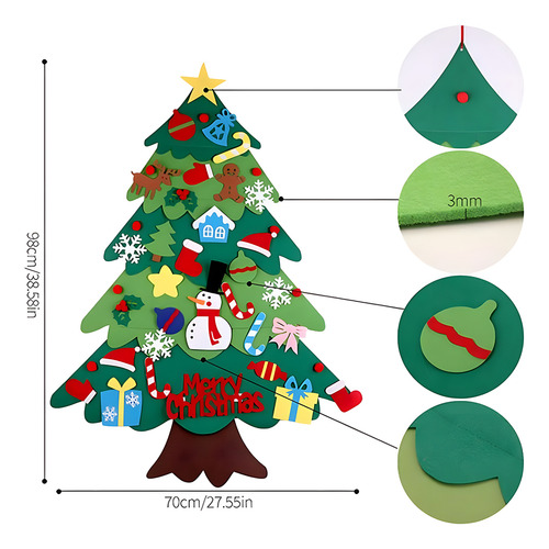 Árbol De Navidad De Fieltro De Juguetes Para Niños Diy 100cm