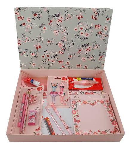 Kit Papelaria Premium Borboleta Rosa