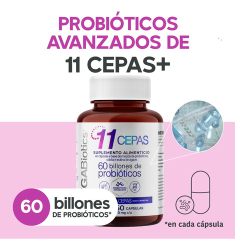 Imagen 2 de 7 de Megabiotic 11 Cepas 60 Billones De Probióticos 60 Cápsulas