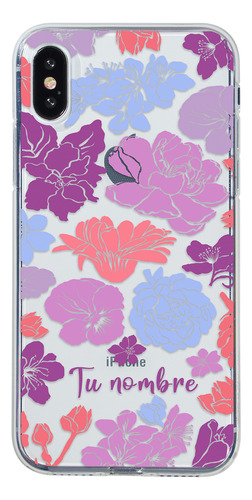 Funda Para iPhone Para Mujer Flores Colores Con Tu Nombre