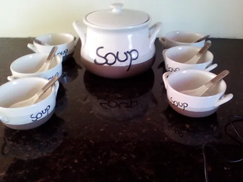 Sopera Y Tazas En Gres (Usado)