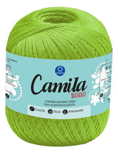 Linha Camila 1000 Coats - Algodão Mercerizado - 150g Tex 145 Cor 00255 - Verde Abacate